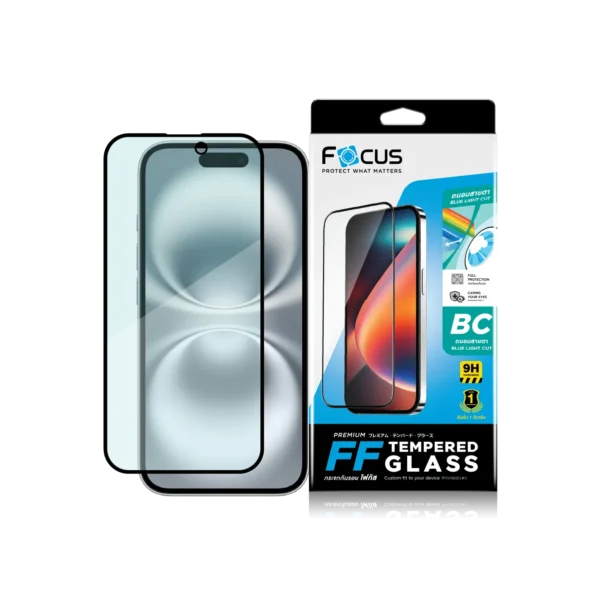 กระจกกันรอย เต็มจอ แบบถนอมสายตา ขอบสีดำ สำหรับ iPhone 14 Pro Max