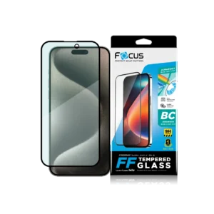 กระจกกันรอย เต็มจอ แบบถนอมสายตา ขอบสีดำ สำหรับ iPhone 15 Pro Max