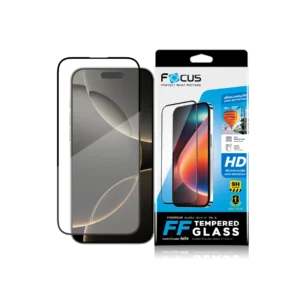 กระจกกันรอย เต็มจอ แบบใสคมชัด ขอบสีดำ สำหรับ iPhone 16 Pro