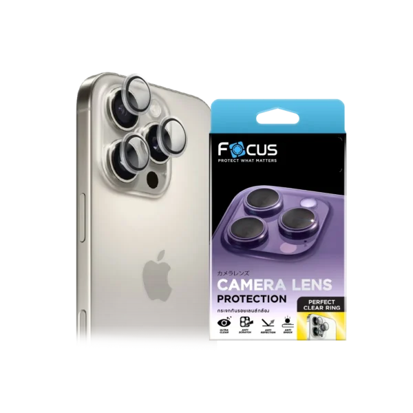 Focus กระจกกันรอยเลนส์กล้อง ขอบโลหะ สำหรับ iPhone 14 Pro / iPhone 14 Pro Max