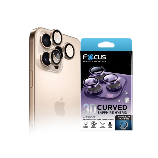 กระจกกันรอยเลนส์กล้อง Focus 3D เคลือบซาฟไฟร์ ผิวด้าน สำหรับ iPhone 16 Pro /  iPhone 16 Pro Max