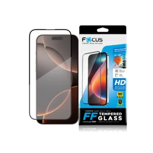 กระจกกันรอย เต็มจอ แบบใสคมชัด ขอบสีดำ สำหรับ iPhone 16 Pro Max