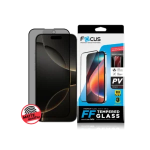 กระจกกันรอย เต็มจอ กันมอง แบบด้าน ขอบสีดำ สำหรับ iPhone 16 Pro