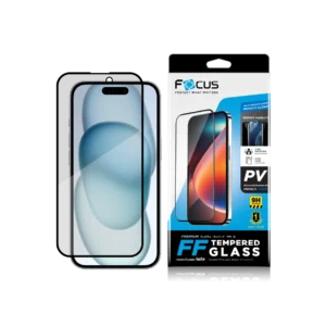 กระจกกันรอย เต็มจอ แบบกันมอง ขอบสีดำ สำหรับ iPhone 15 Plus