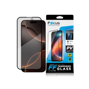 กระจกกันรอย เต็มจอ แบบกันมอง ขอบสีดำ สำหรับ iPhone 16 Pro Max