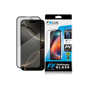 กระจกกันรอย เต็มจอ แบบกันมอง ขอบสีดำ สำหรับ iPhone 16 Pro