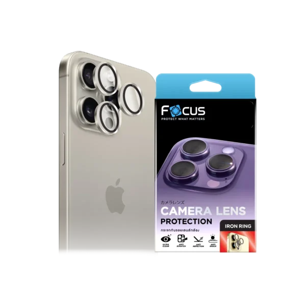 กระจกกันรอยเลนส์กล้อง Focus Iron Ring สำหรับ iPhone 14 / 14 Plus สีดำ