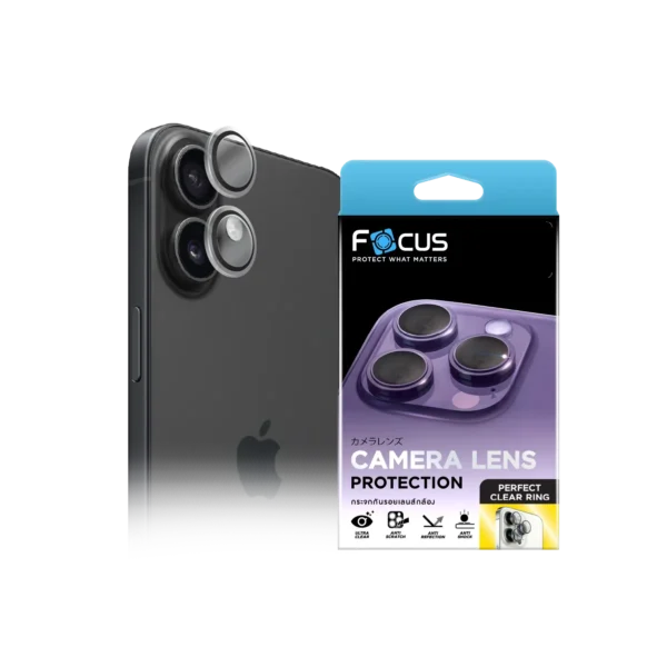 กระจกกันรอยเลนส์กล้อง Focus Perfect Clear Ring สำหรับ iPhone 16 / 16 Plus