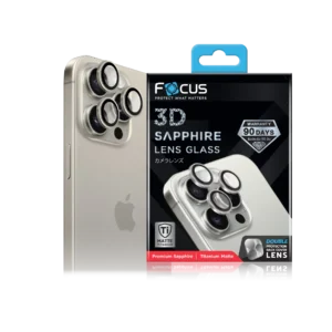 กระจกกันรอยเลนส์กล้อง Focus 3D LN เคลือบซาฟไฟร์ ขอบสแตนเลส สำหรับ iPhone 14 Pro / 14 Pro Max สีเทา