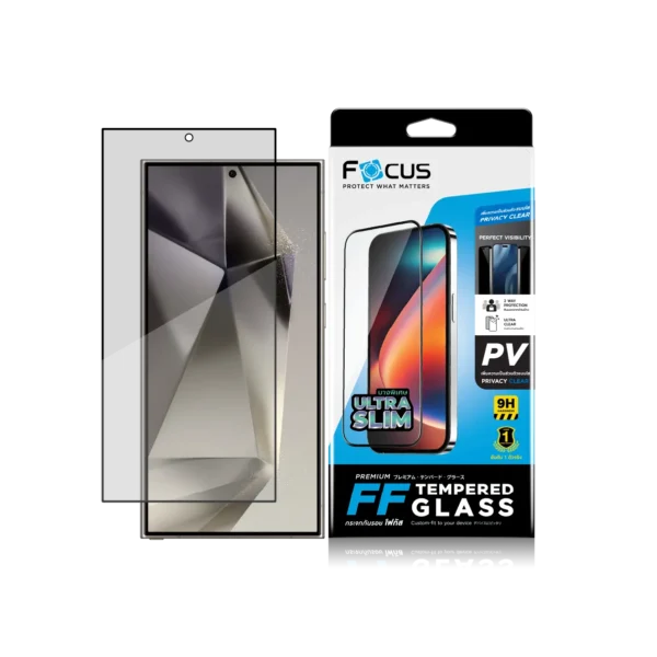Focus ฟิล์มกระจกอัลติเมท กันคนมองข้าง สำหรับ Samsung Galaxy S24 Ultra สีดำ (รับประกัน 1 ปี)