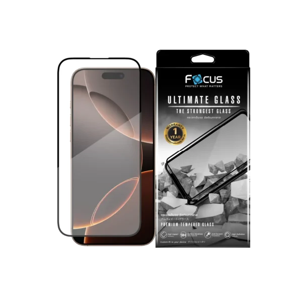 กระจกกันรอยเต็มจอ Focus แบบ Ultimate Glass สำหรับ iPhone 16 Pro Max
