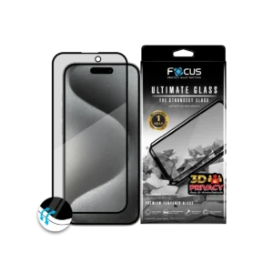กระจกกันรอยเต็มจอ Focus แบบขอบโค้ง Ultimate Glass กันมอง สำหรับ iPhone 15 Pro