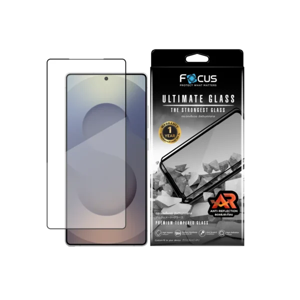 ฟิล์มกระจก Focus อัลติเมท บางเฉียบ ลดแสงสะท้อน (สีดำ) สำหรับ Samsung Galaxy S25 Ultra (รับประกัน 1 ปี)