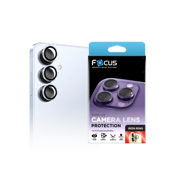 กระจกกันรอยเลนส์กล้อง Focus Iron Ring สีดำ สำหรับ Samsung Galaxy S25 Plus