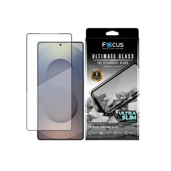 ฟิล์มกระจก Focus Ultimate บางเฉียบ สีดำ สำหรับ Samsung Galaxy S25 Ultra | รับประกัน 1 ปี