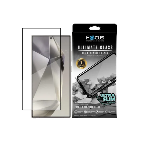 ฟิล์มกระจก Focus Ultimate บางเฉียบ สีดำ สำหรับ Samsung Galaxy S24 Ultra | รับประกัน 1 ปี