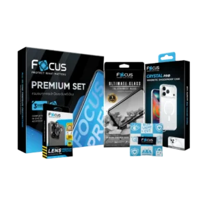[Official][iPhone 17 Pro / Pro Max] Focus Premium Gift Set ฟิล์มกระจก Ultimate Glass เต็มจอ + Lens Crystal + เคส Magnetic + กระเป๋าผ้า