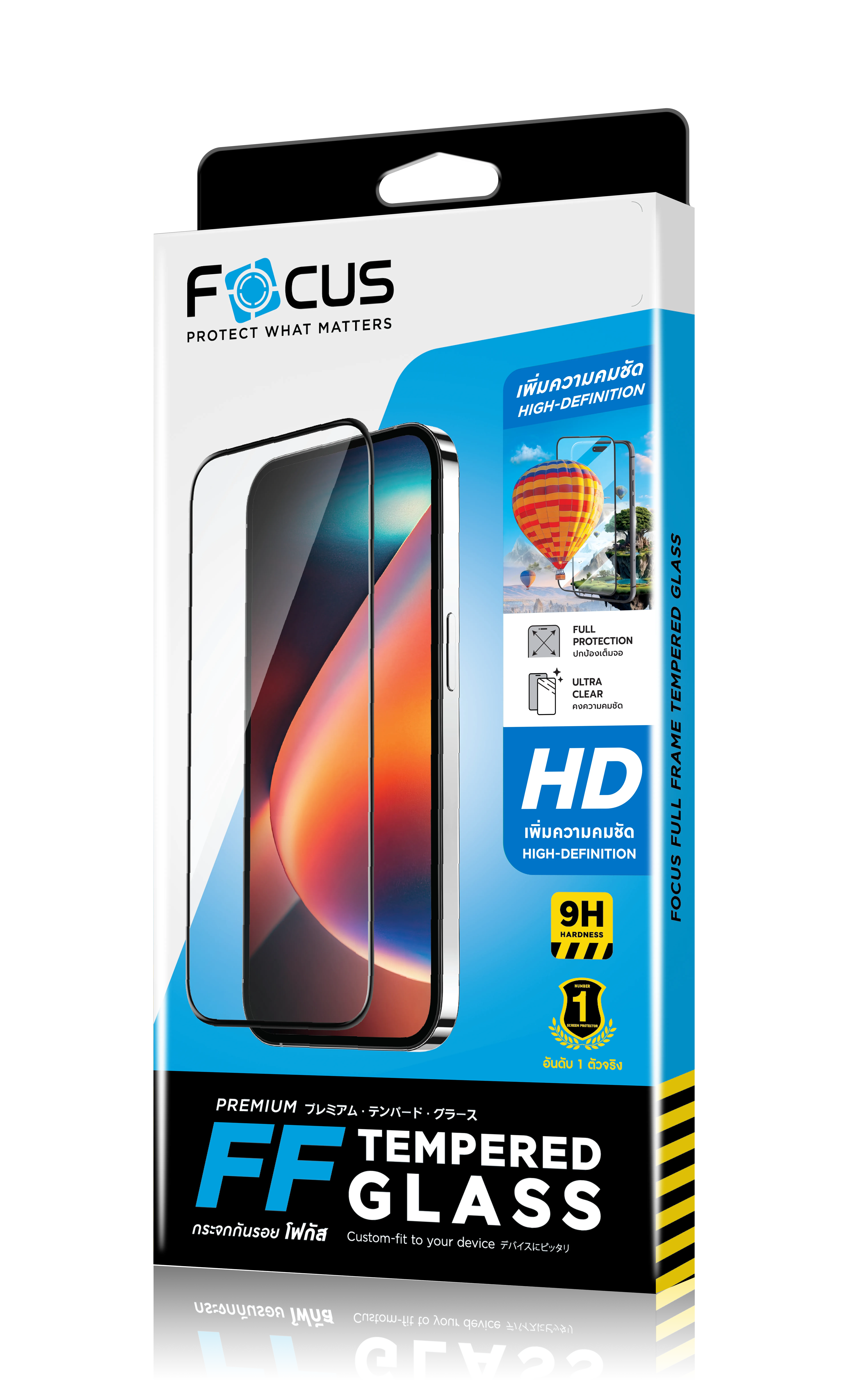 Focus Full Frame High Definition ฟิล์มกระจกกันรอยโฟกัส แบบเต็มจอใส