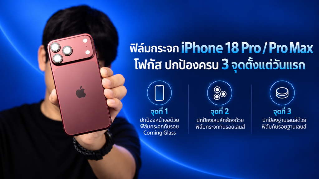 รีวิวฟิล์มกระจก iPhone 18 Pro : Pro Max โฟกัส ปกป้องครบ 3 จุดตั้งแต่วันแรก