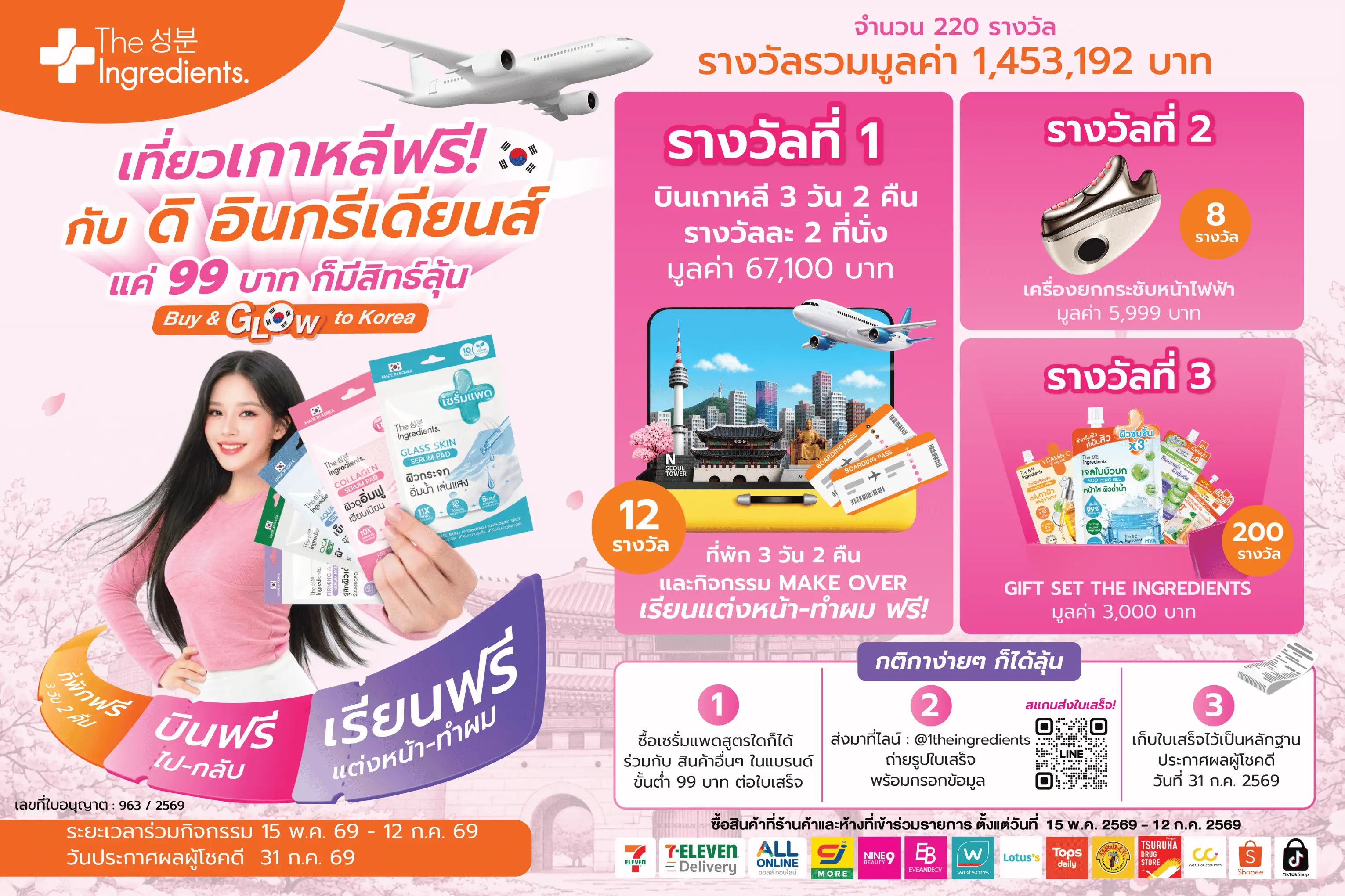 เที่ยวเกาหลีฟรี! ซื้อ The Ingredients 99 บาท ลุ้นบินโซล 3 วัน 2 คืน พร้อม K-Beauty Workshop 2026